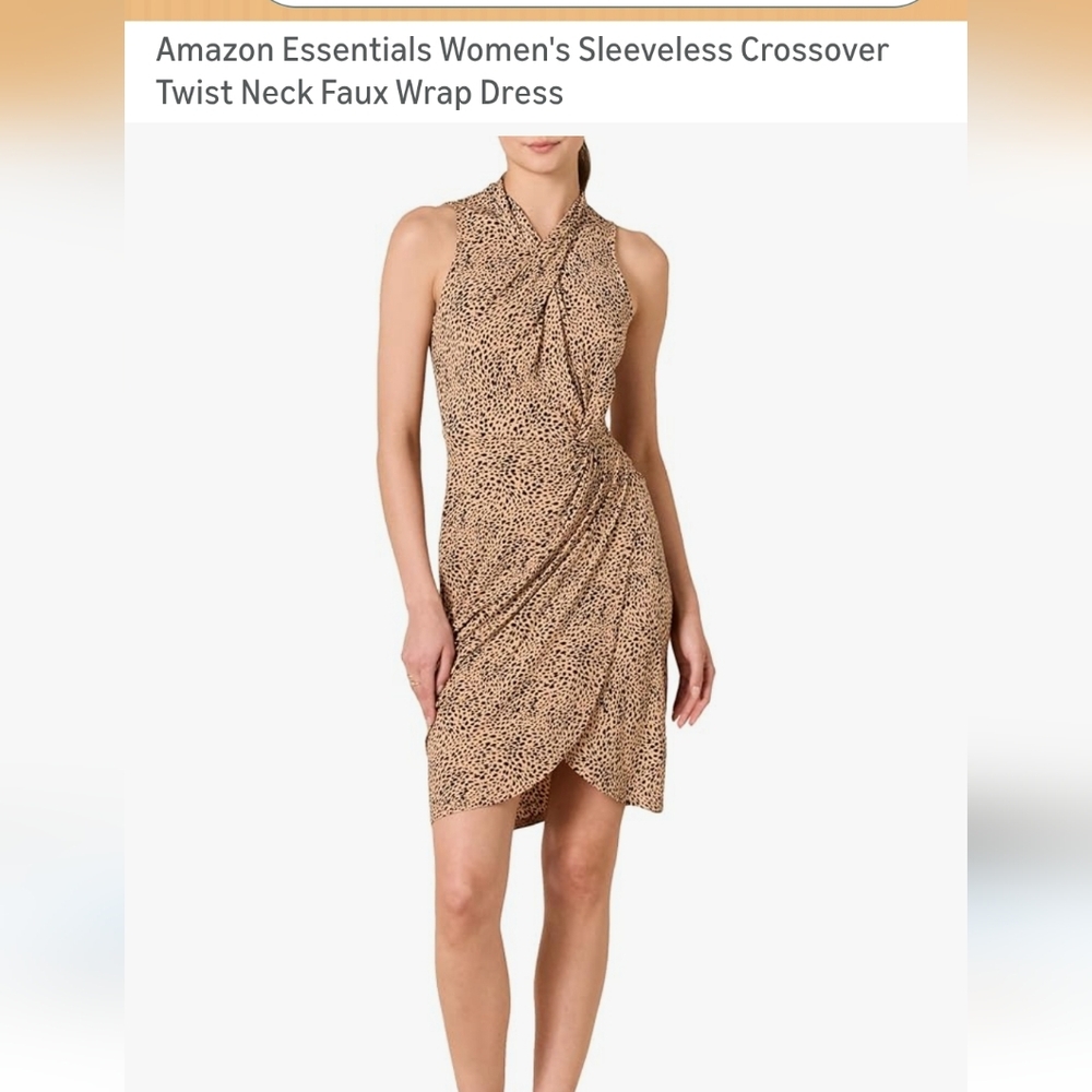 Amazon Essentials Women's Sleeveless Twist Neck Mini Dress - Leopard Print